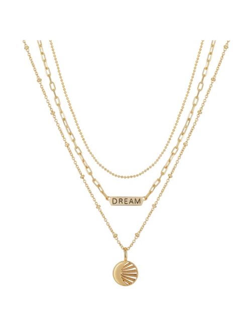 Unwritten 14K Gold Flash-Plated Dream Layered Pendant Necklaces