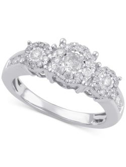 MACY'S Diamond Three Stone Engagement Ring (3/4 ct. t.w.) in 14k Gold