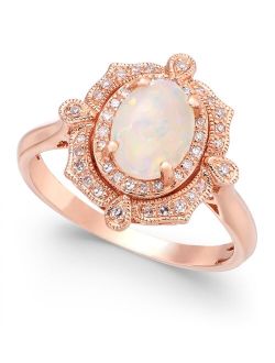 COLLECTION Aurora by EFFY Opal (5/8 ct. t.w.) and Diamond (1/6 ct. t.w.) Oval Ring in 14k Rose Gold