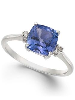 MACY'S 14k White Gold Ring, Tanzanite (1-5/8 ct. t.w.) and Diamond Accent Cushion Ring
