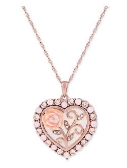 MACY'S Mother of Pearl (16mm) Rose Cameo 18" Necklace in 18k Rose Gold over Sterling Silver