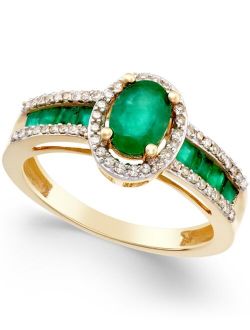 MACY'S Emerald (1-3/4 ct. t.w.) and Diamond (1/4 ct. t.w.) Ring in 14k Gold (Also in Sapphire)