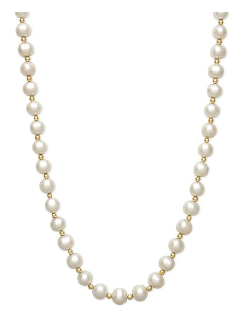 BELLE DE MER Cultured Freshwater Pearl (7-1/2mm) and Bead Necklace in 14k Gold
