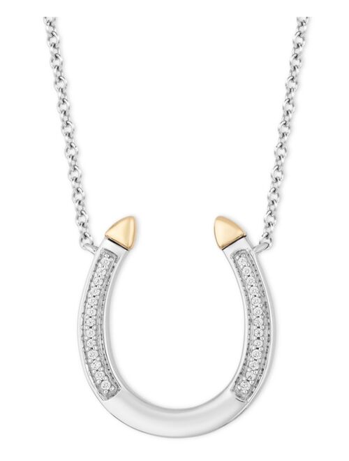 TOKENS BY HALLMARK DIAMONDS Horseshoe Luck pendant (1/20 ct. t.w.) in Sterling Silver & 14k Gold, 16" + 2" extender