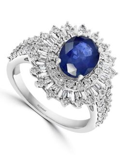 COLLECTION EFFY Sapphire (1-7/8 ct. t.w.) & Diamond (1/4 ct. t.w.) Halo Statement Ring in 14k White Gold (Also in Ruby)