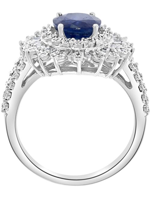 EFFY COLLECTION EFFY® Sapphire (1-7/8 ct. t.w.) & Diamond (1/4 ct. t.w.) Halo Statement Ring in 14k White Gold (Also in Ruby)