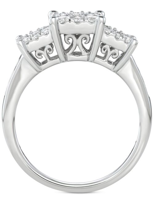 MACY'S Diamond Princess Triple Halo Engagement Ring (3/4 ct. t.w.) in 14k White, Yellow or Rose Gold