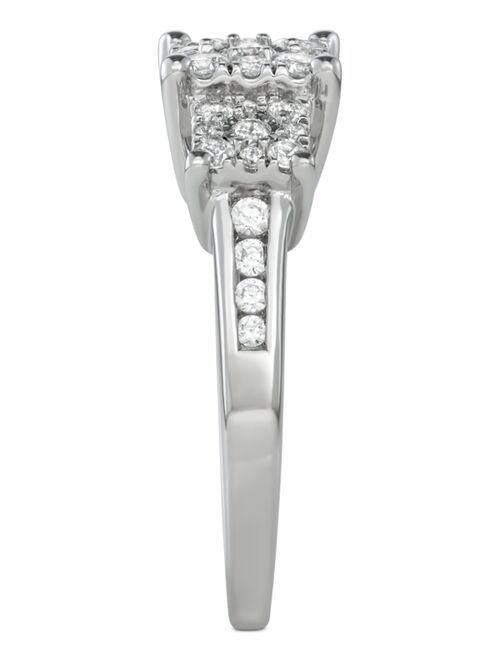 MACY'S Diamond Princess Triple Halo Engagement Ring (3/4 ct. t.w.) in 14k White, Yellow or Rose Gold