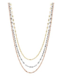 GIANI BERNINI Tricolor Multi-Strand Layered Necklace in Sterling Silver, 18K Gold-Plate & 18K Rose Gold-Plate, 16" + 2" extender, Created for Macy's