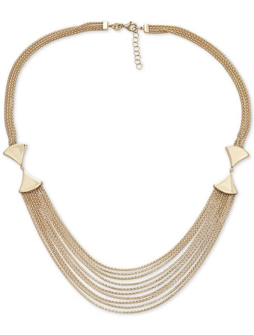 ITALIAN GOLD Multi-Row Statement Necklace in 14k Gold, 17" + 1" extender