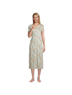 Petite Lands' End Supima Cotton Short Sleeve Midcalf Nightgown
