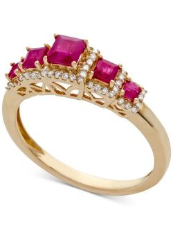 MACY'S Ruby (3/4 ct. t.w.) & Diamond (1/6 ct. t.w.) Ring in 14k Gold (Also Available in Sapphire & Emerald)