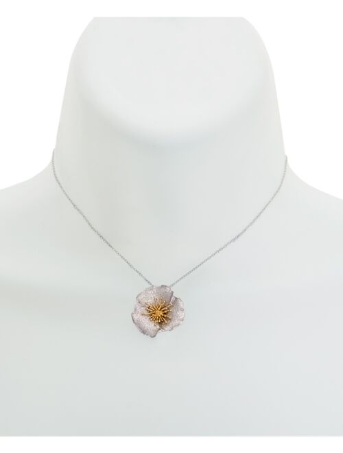 Giani Bernini Two-Tone Hibiscus Pendant Necklace, Created for Macy's