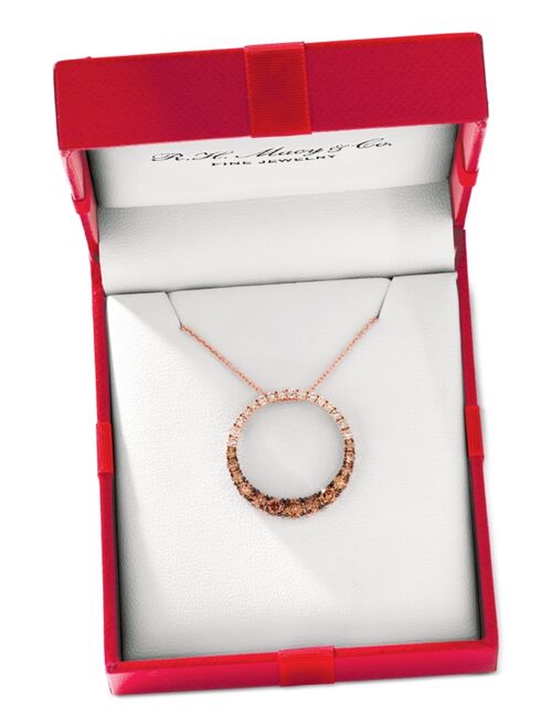 Le Vian Chocolate Diamond Ombre Circle 18" Adjustable Pendant Necklace (1-1/5 ct. t.w.) in 14k Rose Gold, 14k White Gold or 14k Yellow Gold