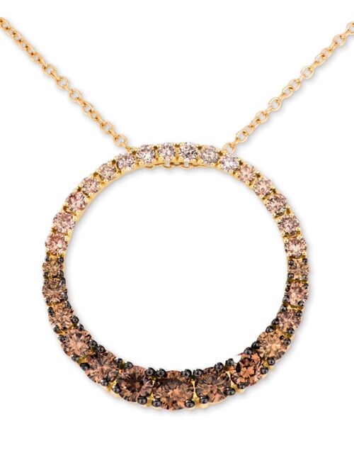 Le Vian Chocolate Diamond Ombre Circle 18" Adjustable Pendant Necklace (1-1/5 ct. t.w.) in 14k Rose Gold, 14k White Gold or 14k Yellow Gold