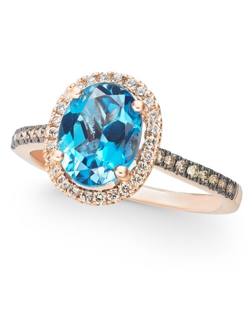 LE VIAN Deep Sea Blue Topaz (2 ct. t.w.) & Diamond (1/4 ct. t.w) Ring in 14k Rose Gold or 14k Yellow Gold (Also in Citrine, Green Quartz, Amethyst & Opal)