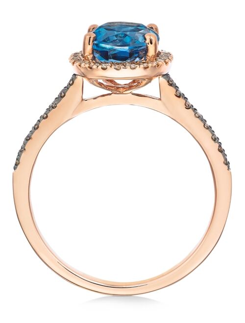 LE VIAN Deep Sea Blue Topaz (2 ct. t.w.) & Diamond (1/4 ct. t.w) Ring in 14k Rose Gold or 14k Yellow Gold (Also in Citrine, Green Quartz, Amethyst & Opal)