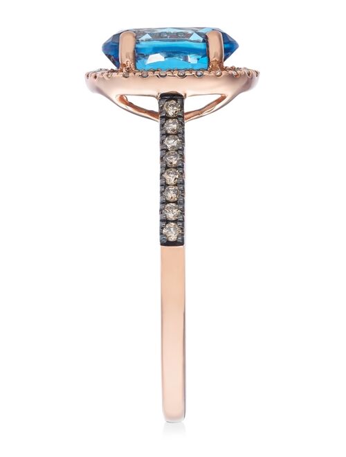 LE VIAN Deep Sea Blue Topaz (2 ct. t.w.) & Diamond (1/4 ct. t.w) Ring in 14k Rose Gold or 14k Yellow Gold (Also in Citrine, Green Quartz, Amethyst & Opal)