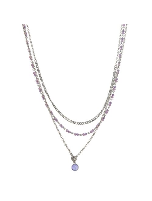 Simply Vera Vera Wang Silver Tone Purple 3-Row Necklace