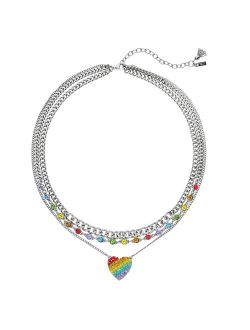 Pride Rainbow Heart Layered Necklace