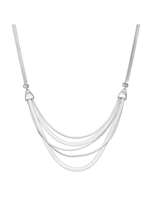 Napier Silver Tone Multirow Necklace