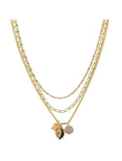 LC Lauren Conrad 3-Row Simulated Stone & Charms Layered Necklace