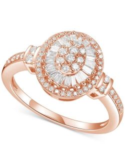 MACY'S Diamond Baguette Halo Cluster Ring (1/2 ct. t.w.) in 14k Gold or Rose Gold