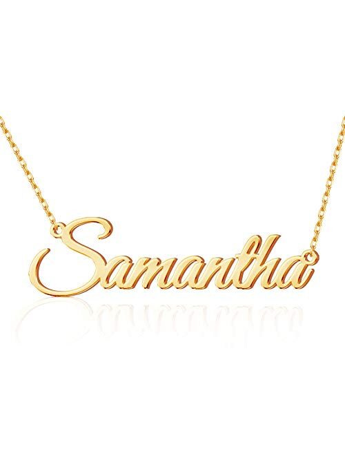 TinyName Custom Name Necklace Personalized 18K Gold Plated Nameplate Customized Jewelry Gift for Women