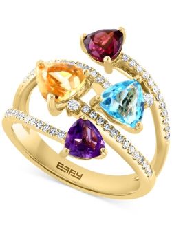COLLECTION EFFY Multi-Gemstone (2-5/8 ct. t.w.) & Diamond (1/4 ct. t.w.) Open Statement Ring in 14k Gold