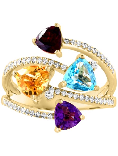 EFFY COLLECTION EFFY® Multi-Gemstone (2-5/8 ct. t.w.) & Diamond (1/4 ct. t.w.) Open Statement Ring in 14k Gold
