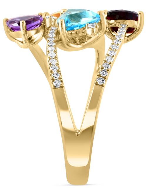 EFFY COLLECTION EFFY® Multi-Gemstone (2-5/8 ct. t.w.) & Diamond (1/4 ct. t.w.) Open Statement Ring in 14k Gold