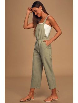 Rhythm Verona Sage Green Drawstring Wide-Leg Jumpsuit