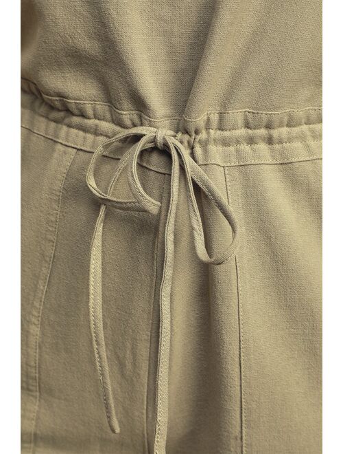 Rhythm Verona Sage Green Drawstring Wide-Leg Jumpsuit