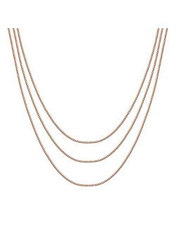 14K Gold Plated Dainty Layering Necklaces for Women | Snake Chain, Curb Link, Paperclip Layered Chains