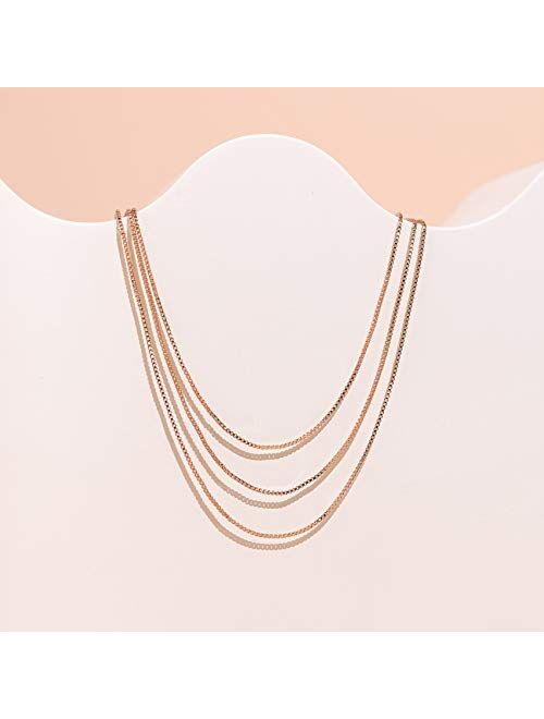 PAVOI 14K Gold Plated Dainty Layering Necklaces for Women | Snake Chain, Curb Link, Paperclip Layered Chains