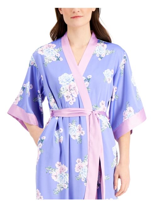 INC INTERNATIONAL CONCEPTS Super Soft Long Floral-Print Wrap Robe, Created for Macy's