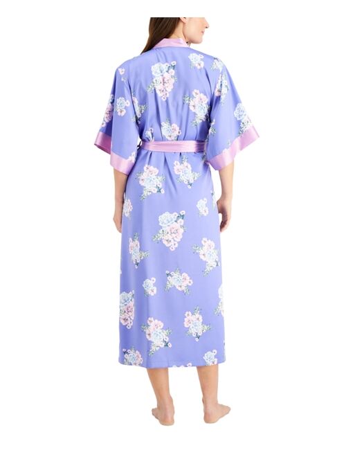 INC INTERNATIONAL CONCEPTS Super Soft Long Floral-Print Wrap Robe, Created for Macy's
