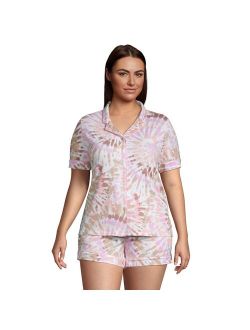 Plus Size Lands' End Comfort Knit Short Sleeve Pajama Shirt & Pajama Shorts Sleep Set