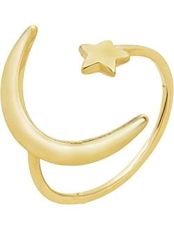 Sterling Forever Sterling Silver Crescent Moon Open Ring