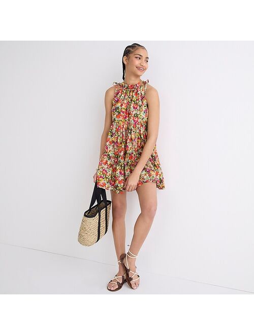 J.Crew Tie-shoulder tiered mini dress in painterly floral