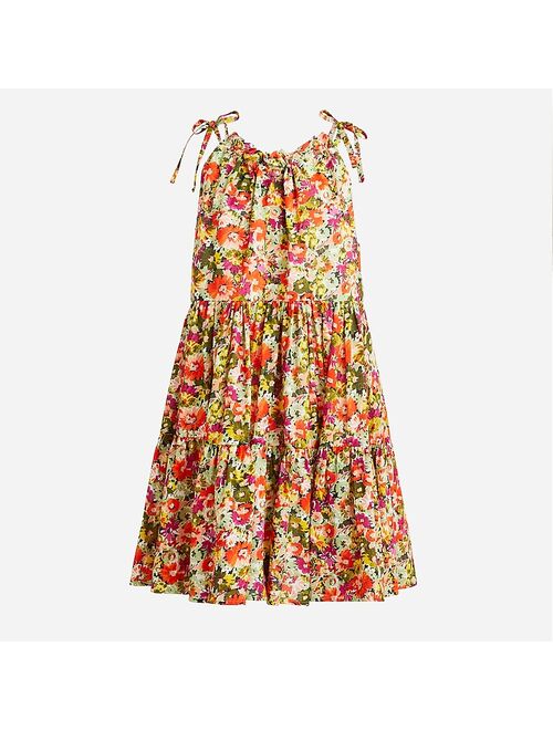 J.Crew Tie-shoulder tiered mini dress in painterly floral