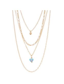 LC Lauren Conrad Gold Tone Heart Pendant Layered Necklace