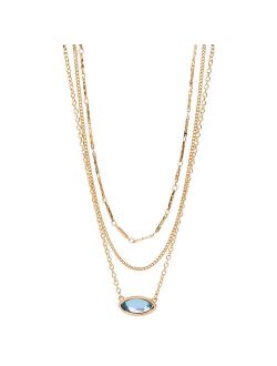 LC Lauren Conrad Blue Simulated Crystal Layered Necklace