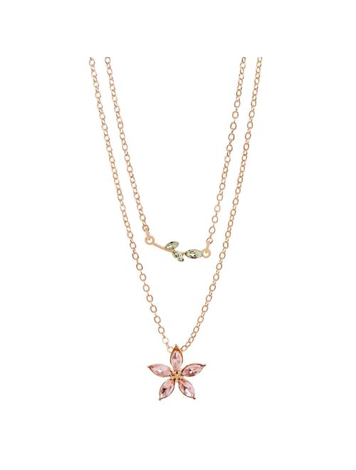 Little Co. by Lauren Conrad LC Lauren Conrad Light Pink Simulated Crystal Flower Layered Necklace