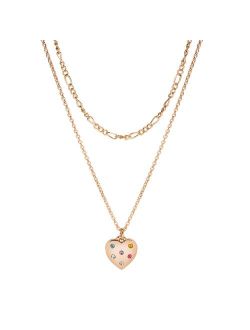 LC Lauren Conrad Multicolor Simulated Crystal Layered Heart Pendant Necklace