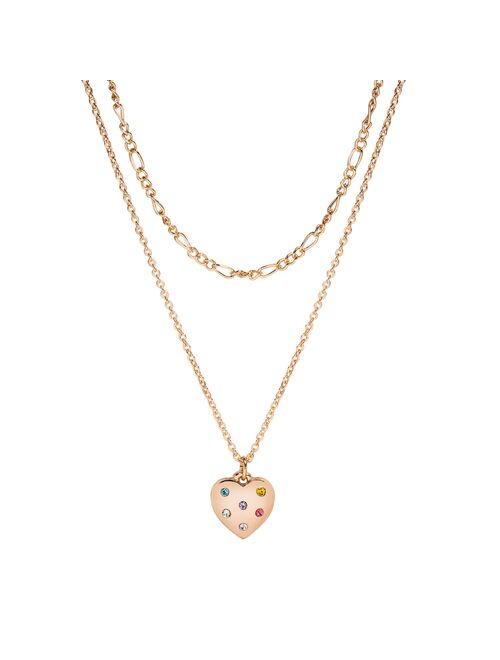 Little Co. by Lauren Conrad LC Lauren Conrad Multicolor Simulated Crystal Layered Heart Pendant Necklace
