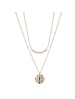 LC Lauren Conrad Gold Tone 2-Row Raffia & Resin Pendant Necklace