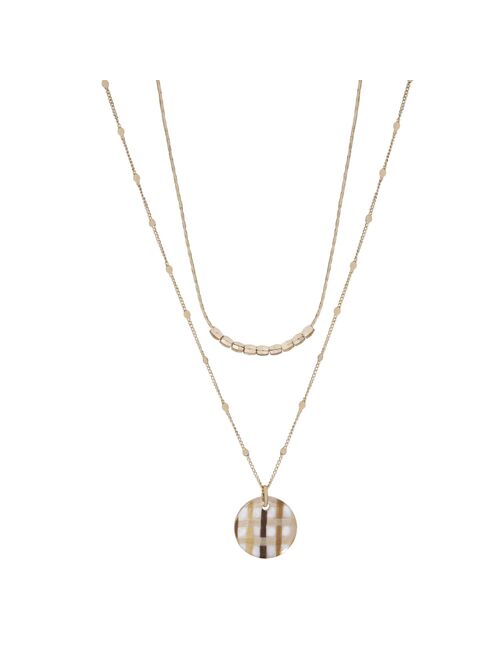 Little Co. by Lauren Conrad LC Lauren Conrad Gold Tone 2-Row Raffia & Resin Pendant Necklace