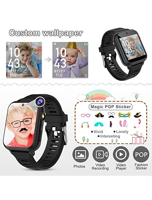 Phyulls Smart Watch for Kids Boys, Kids Smart Watch Boys with 16 Games Alarm Clock Calendaring Camera Music Player Time Display Video & Audio Recording, Toys for 3-12 Yea