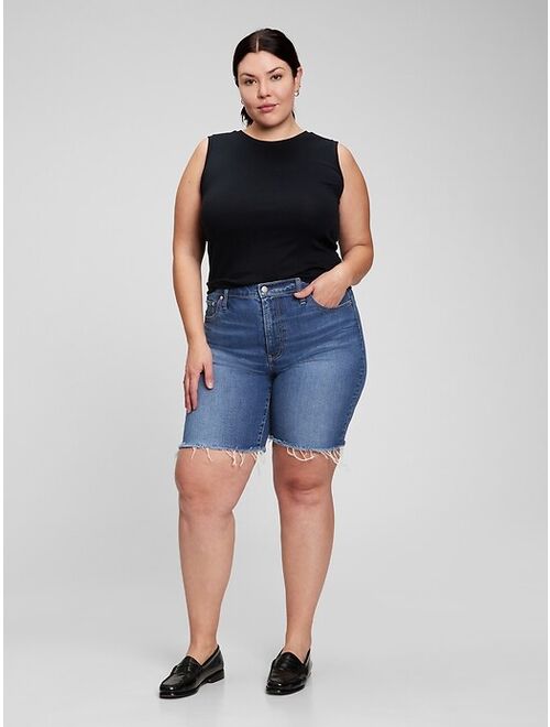 Gap High Rise Denim Bermuda Shorts with Washwell